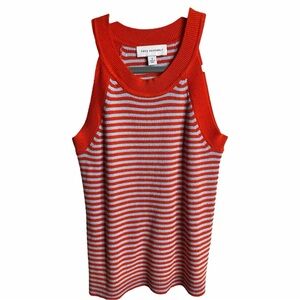 Free Assembly Red and Light Blue Striped Razorback Knit Tank Top